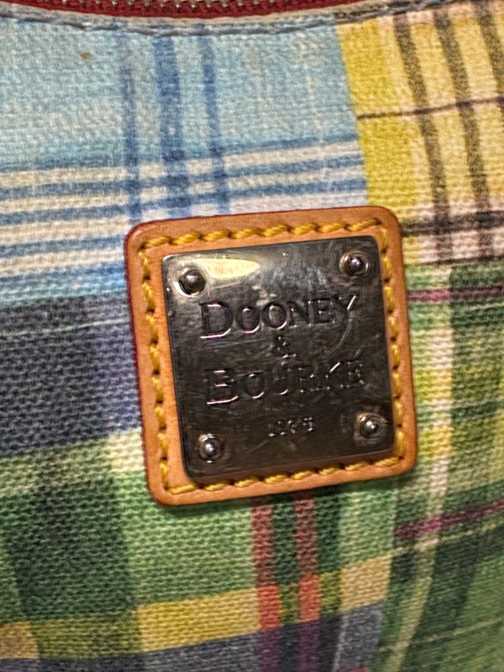 Dooney & Bourke Picnic Plaid Ant Print Canvas Hobo Bag | Rare Y2K - Picture 2 of 15